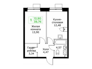 Планировки однокомнатные в ЖК «КИТ 2»