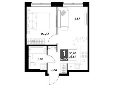 1-комнатная 33.84 кв.м, ЖК «Космопарк», 4 460 112 руб.