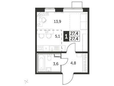 Студия 27.40 кв.м, ЖК «1-й Лермонтовский», 8 638 562 руб.