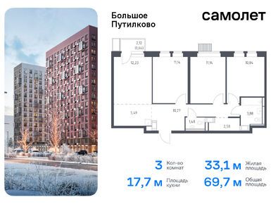 Планировки трехкомнатные в ЖК «Большое Путилково»