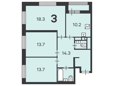 3-комнатная 75.90 кв.м, Жилой дом «Аминьевское ш., д. 4Д, корп. 1», 22 405 680 руб.