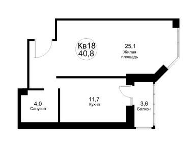 1-комнатная 45.00 кв.м, ЖК «Москворецкий», 4 896 000 руб.