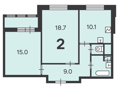 Планировки двухкомнатные в Жилой дом «Вилиса Лациса ул., д. 38, к. 1, 2»