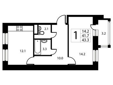 1-комнатная 43.30 кв.м, Город-событие «Лайково», 6 393 808 руб.