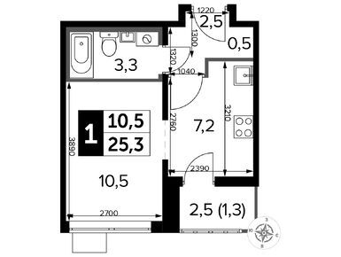 Студия 25.20 кв.м, ЖК «1-й Лермонтовский», 8 385 552 руб.