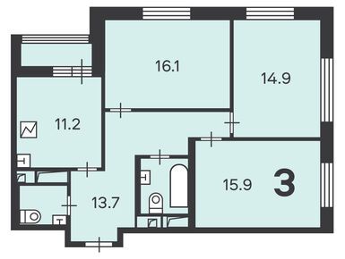 Планировки трехкомнатные в Жилой дом «Аминьевское ш., д. 4Д, корп. 1»