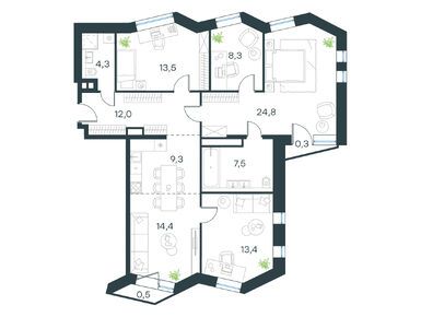 Планировки 4-к. апартаменты в Level Стрешнево