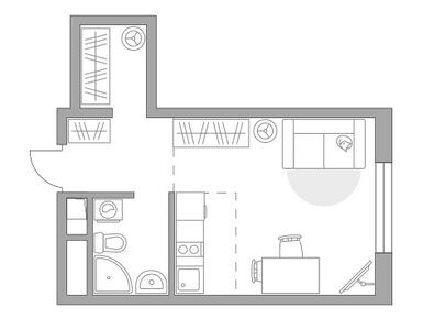 Планировки студии в ЖК «Аникеевский»