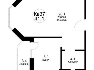 1-комнатная 44.50 кв.м, ЖК «Москворецкий», 4 890 900 руб.