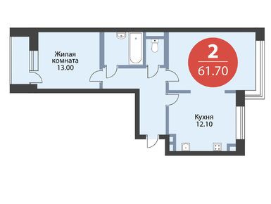 2-комнатная 61.70 кв.м, ЖК «Нахабино Ясное», 11 146 536 руб.