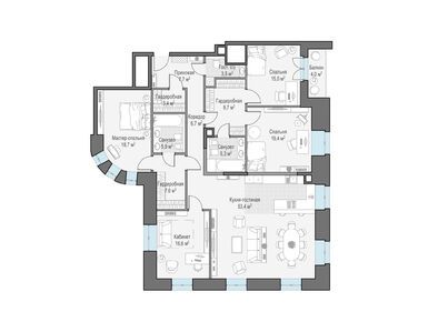 4-комнатная 176.60 кв.м, Клубный дом «Чистые Пруды», 338 870 000 руб.