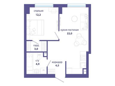 1-комнатная 46.60 кв.м, ЖК «Событие», 24 716 640 руб.