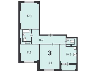 3-комнатная 74.70 кв.м, Жилой дом «Харьковский пр-д, д. 1/1, к. 1, 2, 3», 15 724 350 руб.