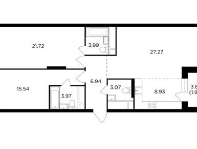 3-комнатная 93.35 кв.м, ЖК «Кутузов Grad II» (Кутузовград), 33 680 000 руб.