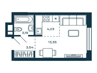 Студия 24.11 кв.м, ЖК «М__5», 7 289 490 руб.