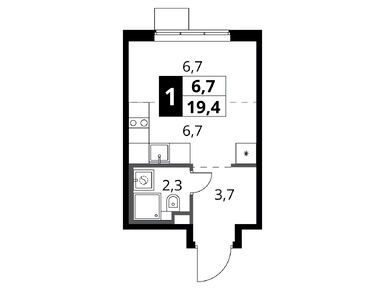 Студия 19.40 кв.м, ЖК «1-й Химкинский» (Первый Химкинский), 4 458 120 руб.