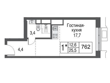 Студия 25.50 кв.м, Жилой комплекс AFI Tower (АФИ Тауэр), 14 775 210 руб.