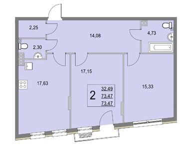 2-комнатная 73.40 кв.м, Клубный дом «Эльйон», 12 298 942 руб.