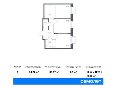 Планировки двухкомнатные в ЖК «Квартал Строгино»