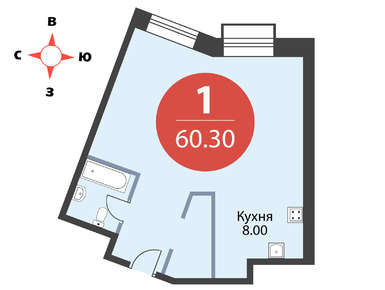 1-комнатная 60.30 кв.м, ЖК «Лайм», 24 926 000 руб.