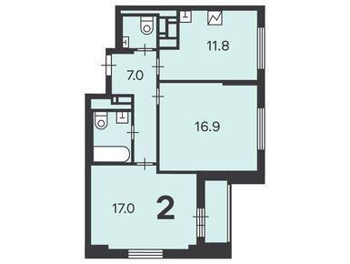 Планировки двухкомнатные в Жилой дом «Шелихова пр-д, д. 7; д. 9, к. 1»