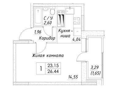 Планировки однокомнатные в ЖК «Шоколад» (Дмитров)