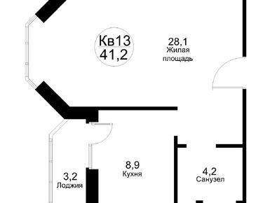 1-комнатная 44.60 кв.м, ЖК «Москворецкий», 4 861 600 руб.