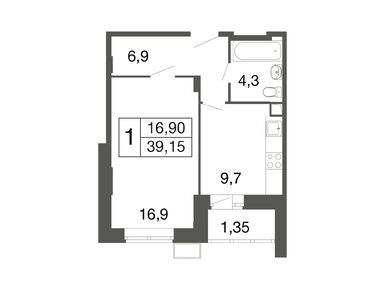 1-комнатная 39.15 кв.м, ЖК «Времена года» (Апрелевка), 6 385 152 руб.