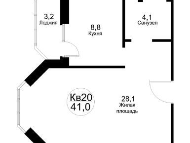 1-комнатная 44.40 кв.м, ЖК «Москворецкий», 4 920 000 руб.