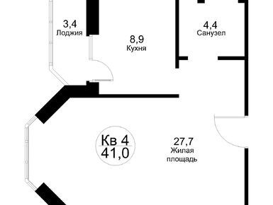 1-комнатная 44.20 кв.м, ЖК «Москворецкий», 4 838 000 руб.