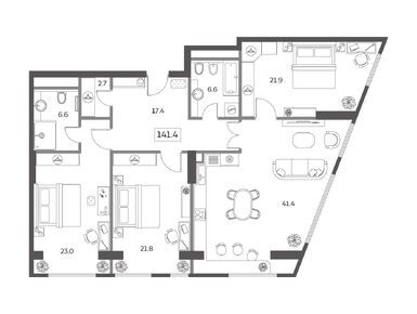 4-комнатная 141.40 кв.м, ЖК Sky House (Скай Хаус), 66 545 614 руб.