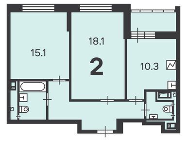 2-комнатная 59.70 кв.м, Жилой дом «Пролетарский пр-кт, д. 14А», 17 420 460 руб.