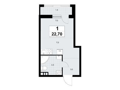 Студия 22.70 кв.м, Жилой район «Родные кварталы», 5 900 343 руб.