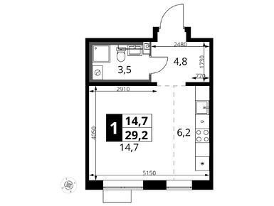 Студия 29.20 кв.м, ЖК «1-й Южный» (Первый Южный), 7 530 680 руб.