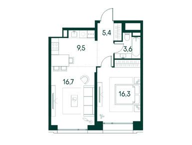 1-комнатная 51.40 кв.м, Клубный город на реке Primavera (Примавера), 27 087 800 руб.