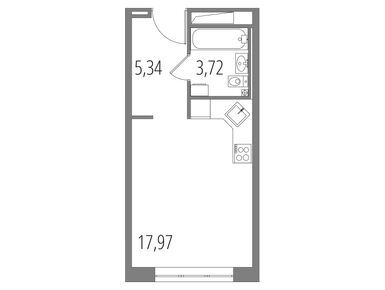 1-комнатные 27.03 кв.м, Клубный дом «Новое Вашутино», 4 124 778 руб.