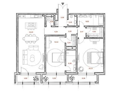 2-комнатная 137.98 кв.м, Клубный дом LUCE, 324 253 000 руб.