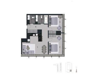 Планировки 3-к. апартаменты в Neva Towers (Нева Тауэрс)