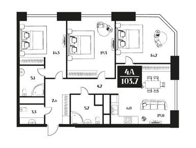 Планировки 4-к. апартаменты в Deco Residence (Деко Резиденс)