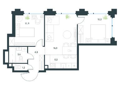 3-комнатная 54.90 кв.м, Level Бауманская, 32 770 413 руб.