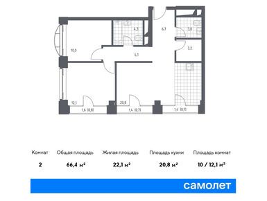 1-комнатные 66.40 кв.м, МФК «Новоданиловская 8», 24 110 621 руб.