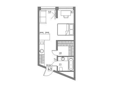 Планировки 1-к. апартаменты в Residence 15 (Резиденс 15)