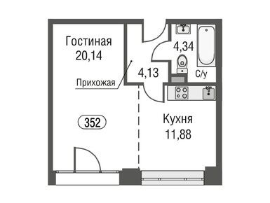 1-комнатная 41.00 кв.м, Квартал AFI Park Воронцовский (АФИ Парк Воронцовский), 24 981 300 руб.