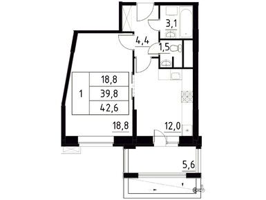 1-комнатная 40.50 кв.м, Город-событие «Лайково», 5 980 352 руб.