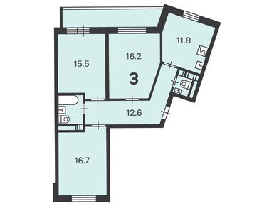 Планировки трехкомнатные в Жилой дом «Севастопольский пр-кт, д. 28, к. 9»