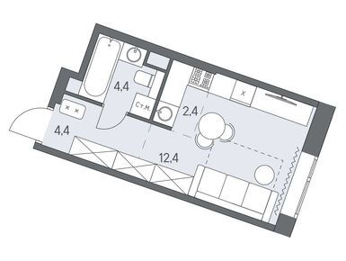 1-комнатная 23.60 кв.м, ЖК «Родина Переделкино», 10 457 600 руб.