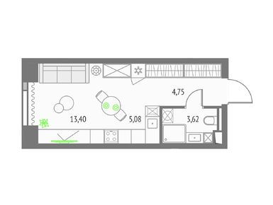 Студия 26.85 кв.м, Квартал небоскребов Upside Towers (Апсайд Тауерс), 15 239 410 руб.