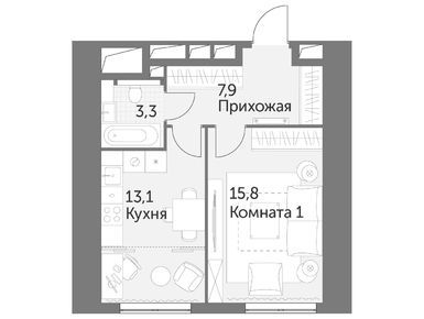 Планировки однокомнатные в ЖК «Архитектор»