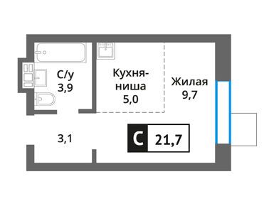 Планировки студии в Смарт квартал «Лесная Отрада»