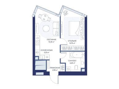 1-комнатная 40.70 кв.м, hideOUT (хайдАут), 27 248 650 руб.